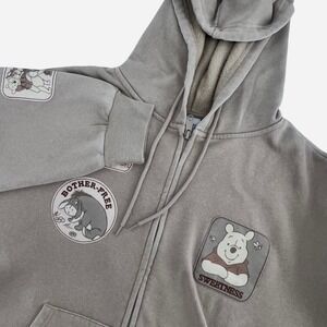 NWT Disney Winnie the Pooh Hoodie Women's XL Cream Fleece Multi Patch Full Zip